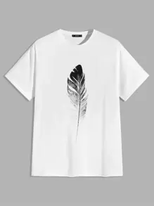 Manfinity Men Feather Print Top - White - View 1