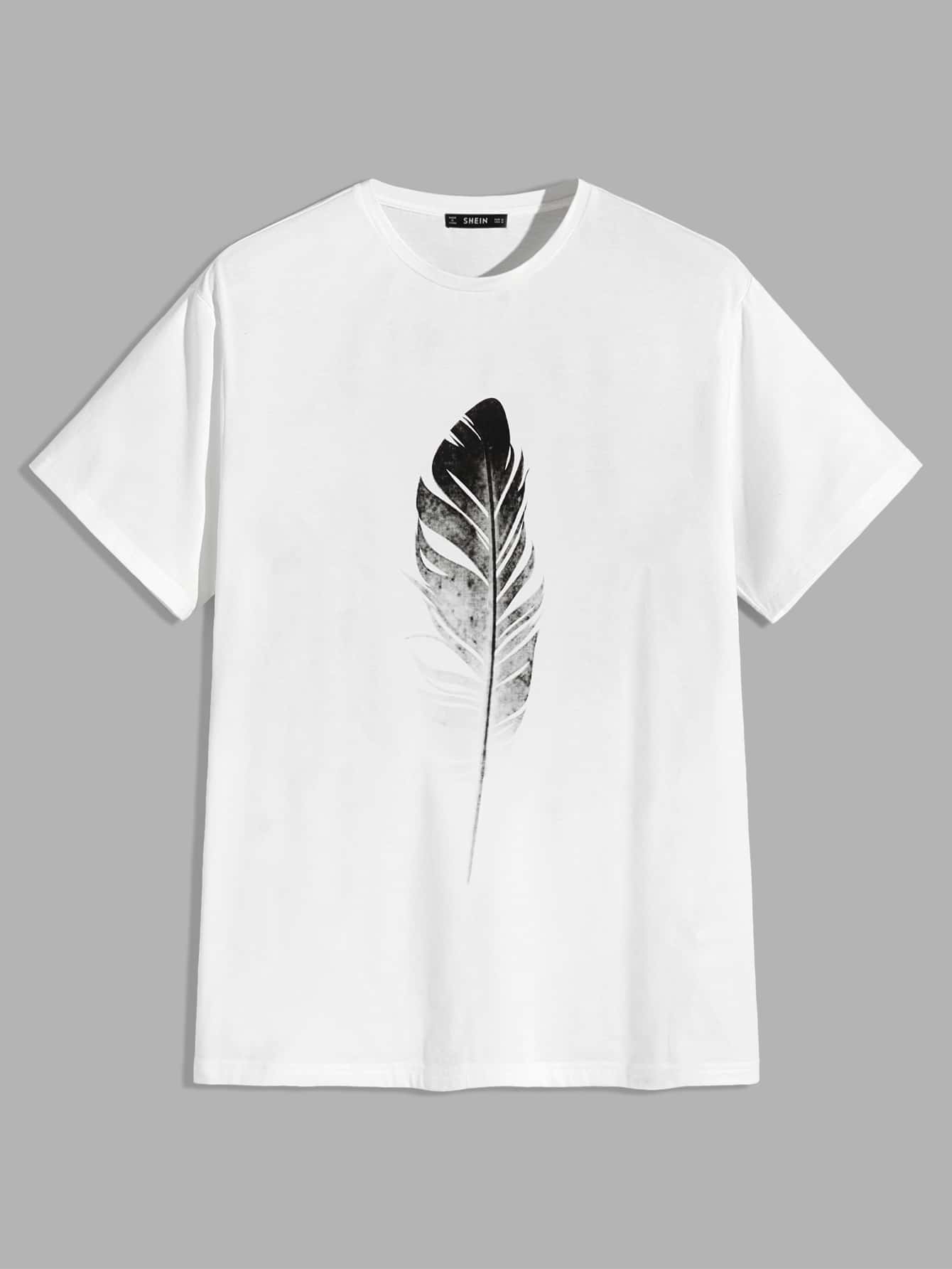 Manfinity Men Feather Print Top - White - View 1