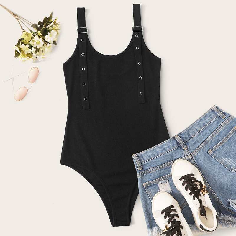 

Buckle Straps Black Bodysuit