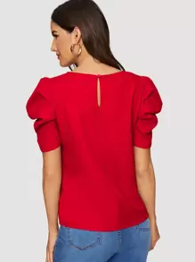 SHEIN Clasi Top de manga reunida de espalda con abertura de ojo - Rojo - Ver 3