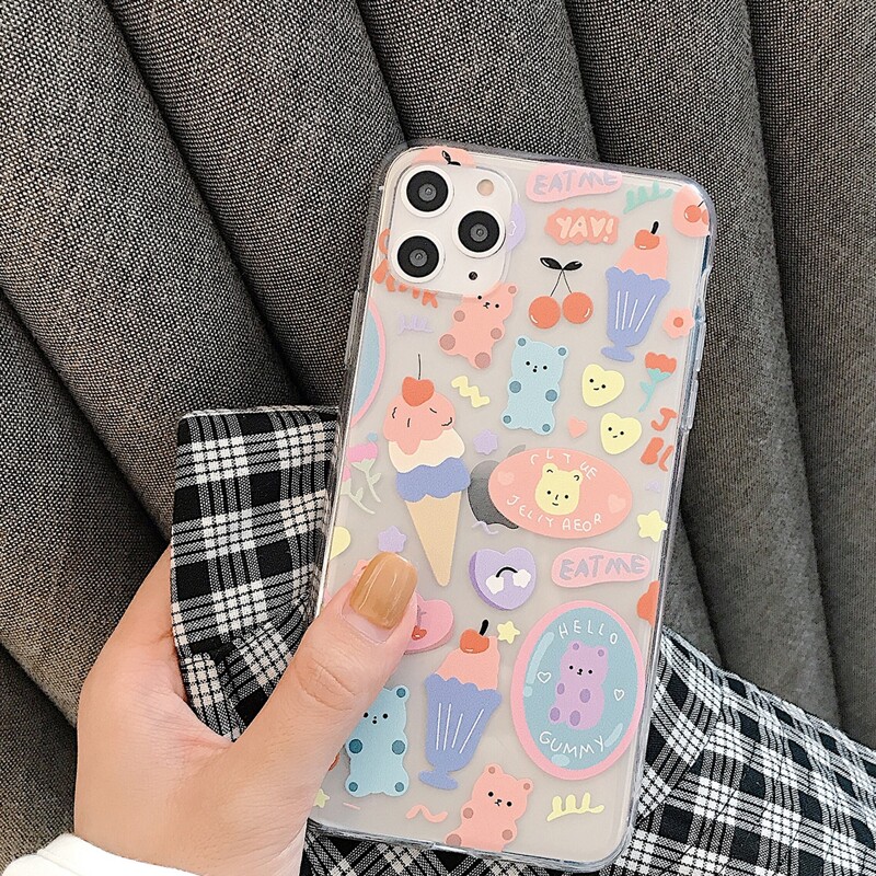 

Cartoon Bear Print iPhone Case, Multicolor