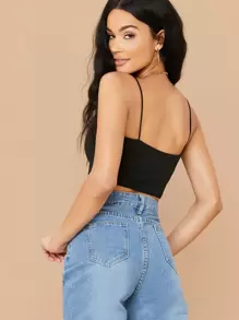 SHEIN Essnce Top de tirante corto tejido de canalé