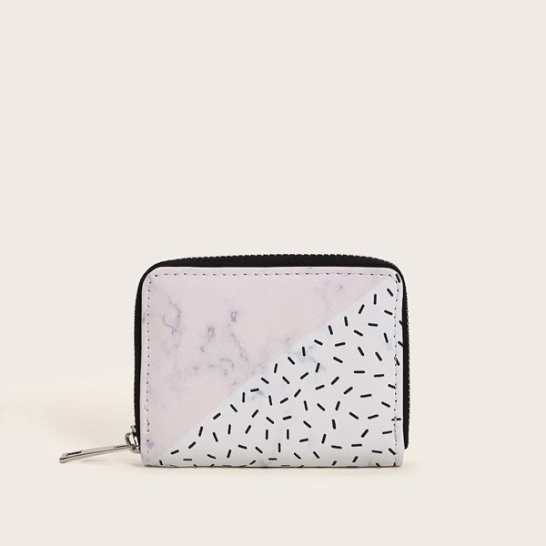 

Marble & Geometric Print Purse, Multicolor