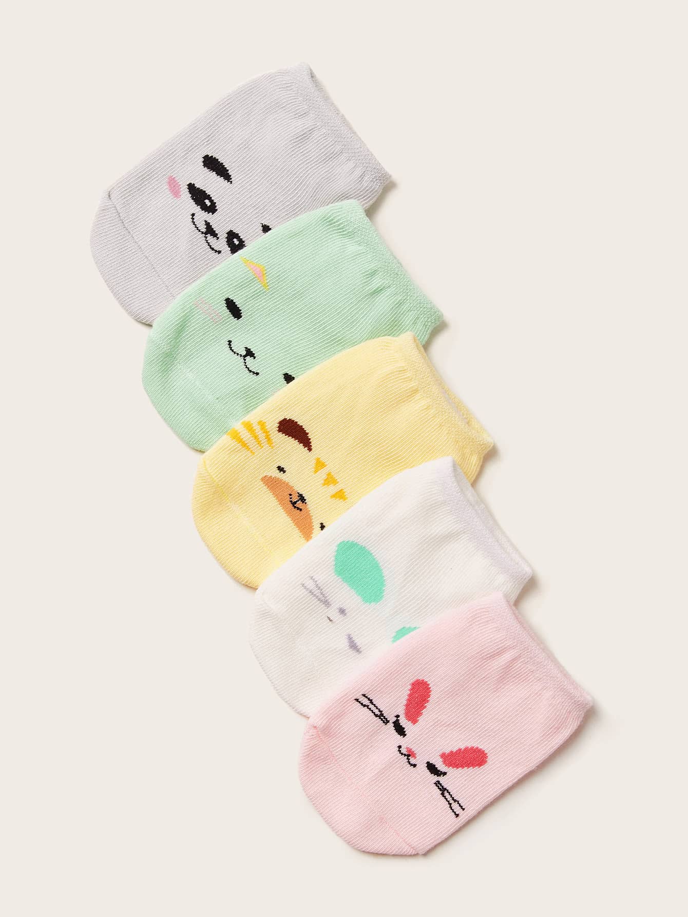 Calcetines de bebé gráficos con dibujos animados 5 pares - Multicolor - Ver 1