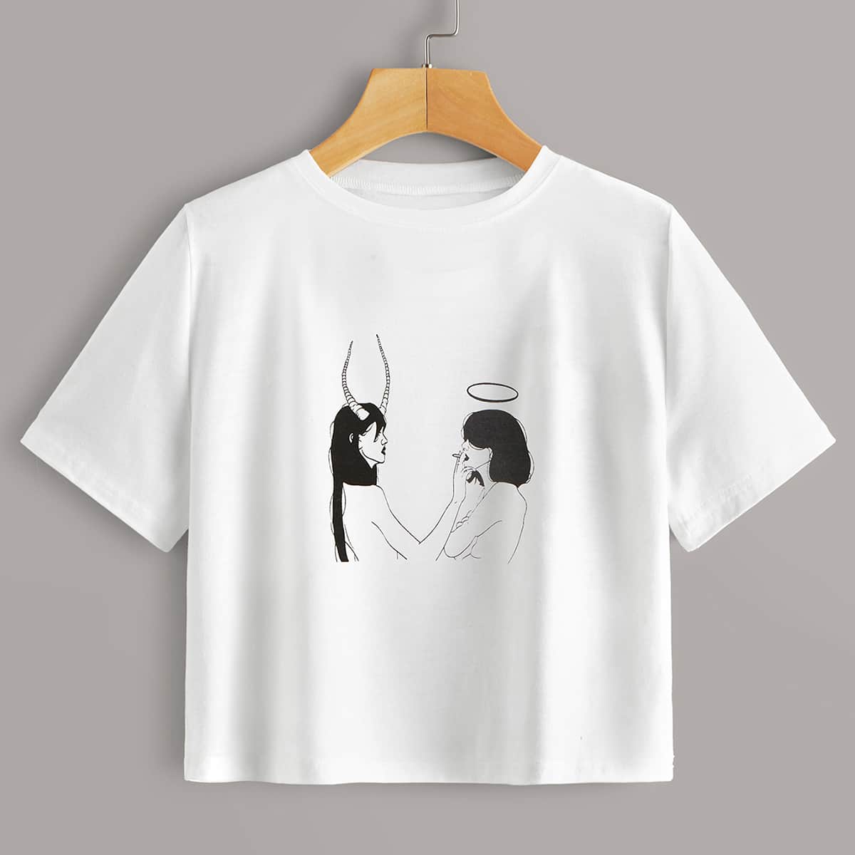 

Figure Graphic Crop Tee, White
