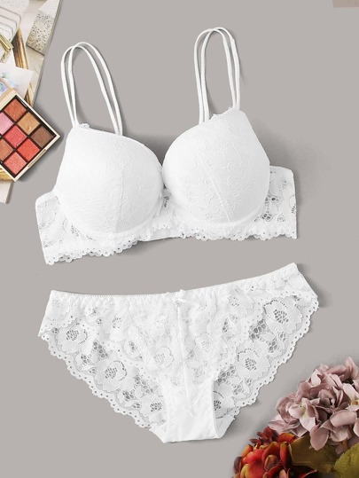 Floral Lace Underwire Lingerie Set