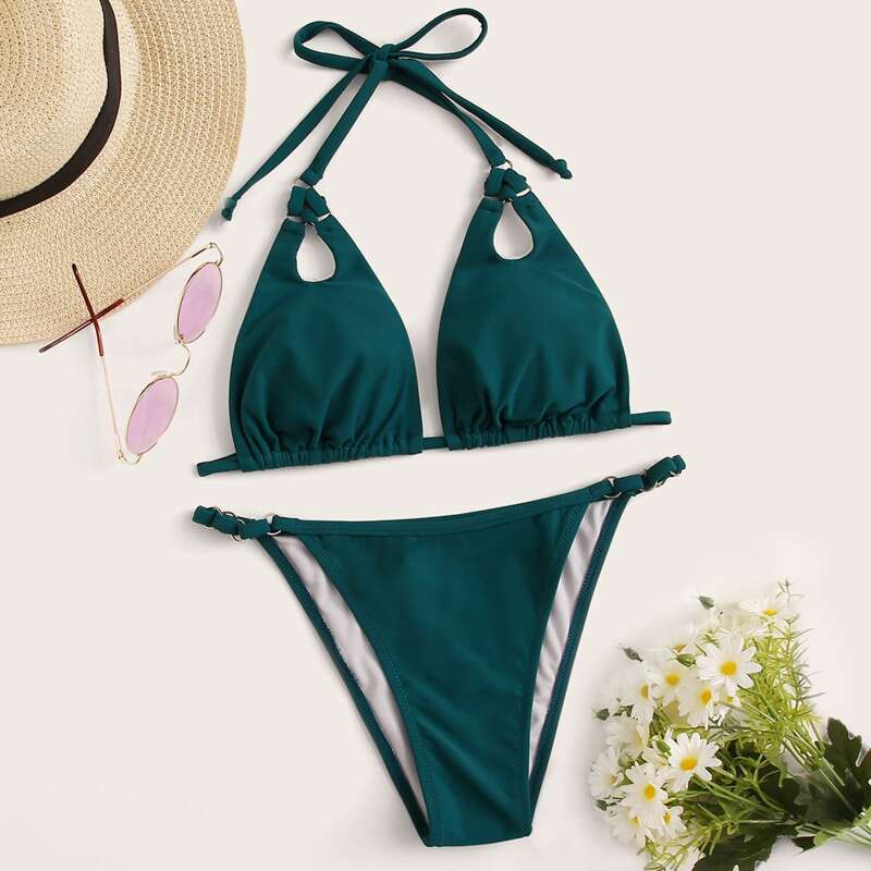 

Triangle Cheeky Bikini Swimsuit, Green