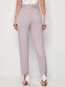 SHEIN Essnce Adjustable Belted Cropped Tailored Trousers - Dusty Purple - View 2