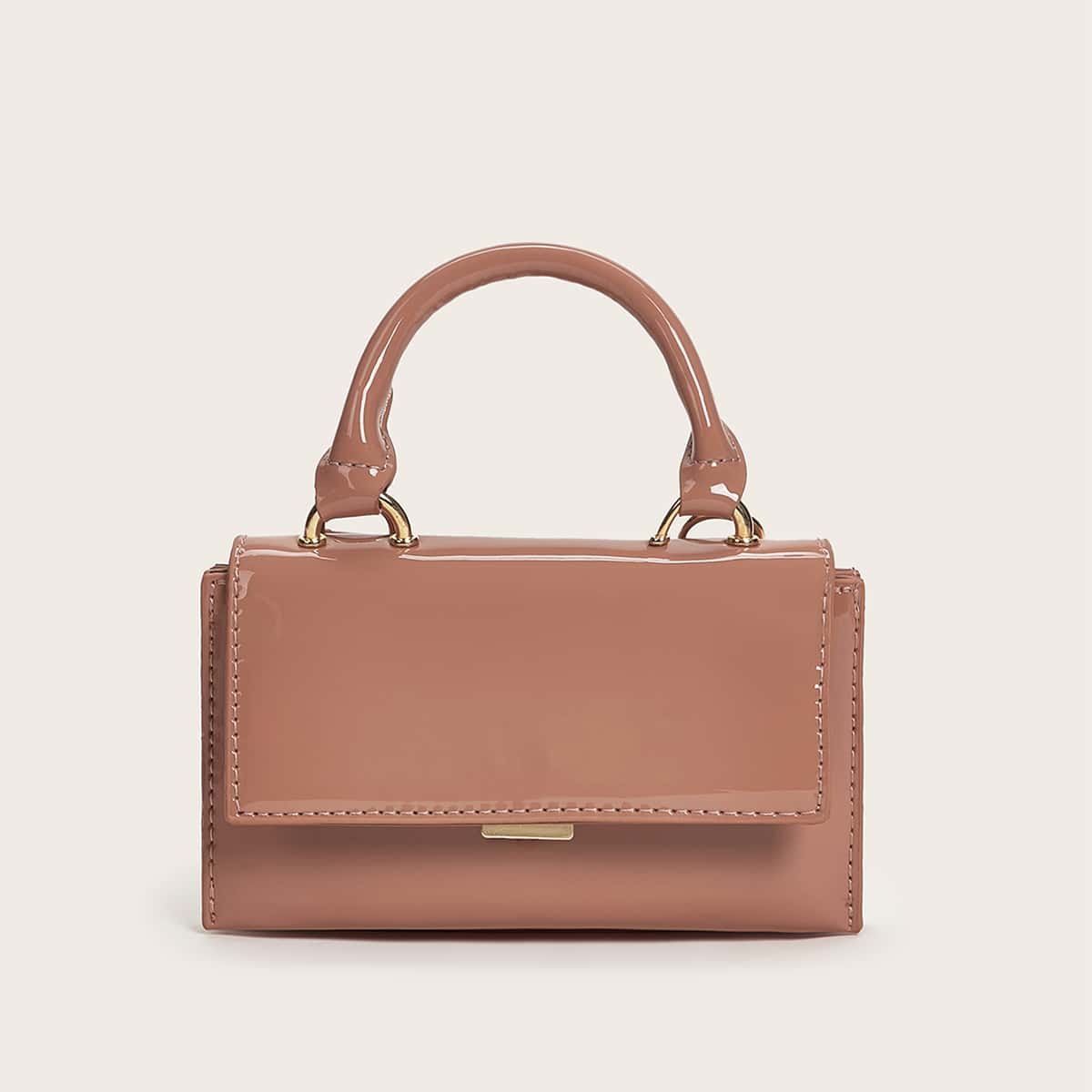 

Flap Patent Satchel Bag, Pink