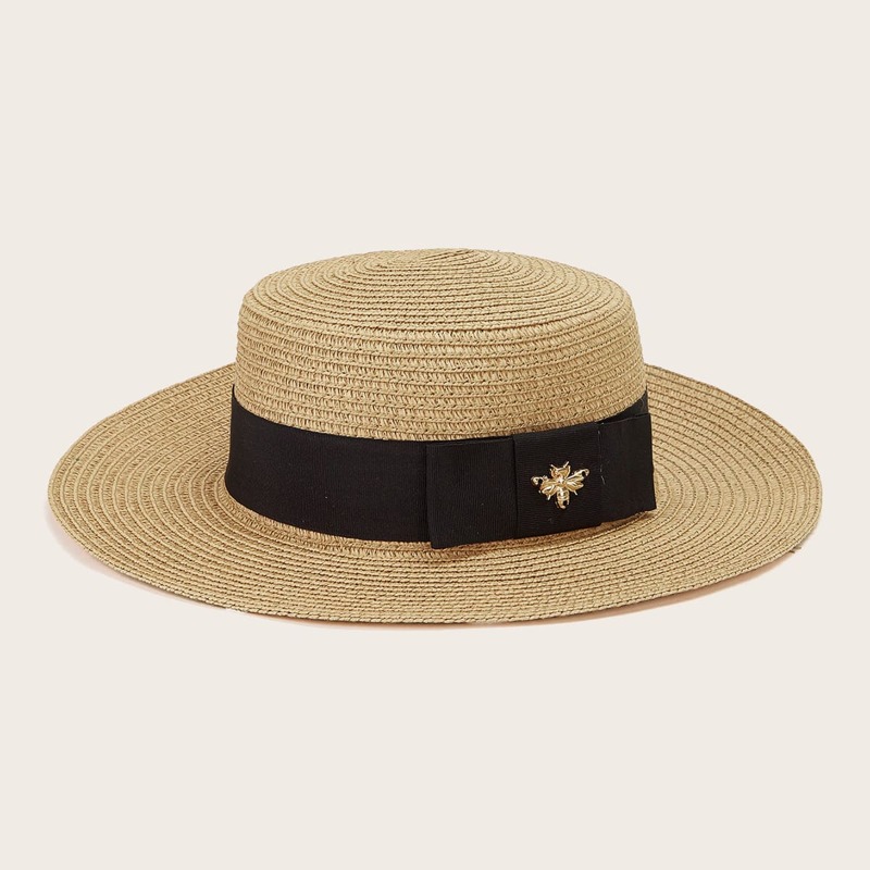 

Bee Decor Straw Hat, Khaki