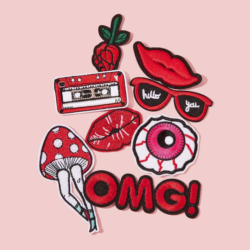 

8pcs Radio & Mushroom Cloth Sticker