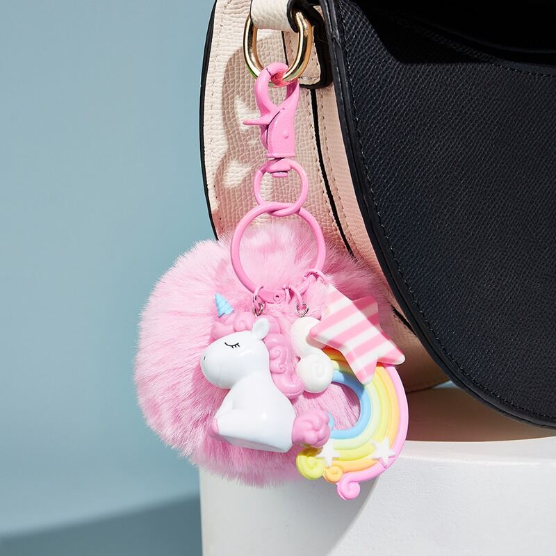 

Unicorn Design Pom Pom Bag Accessory, Pink