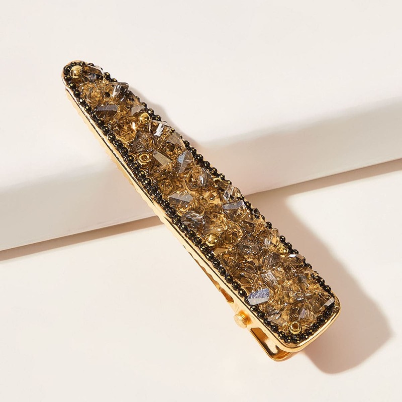 

1pc Rhinestone Decor Hair Clip, Brown