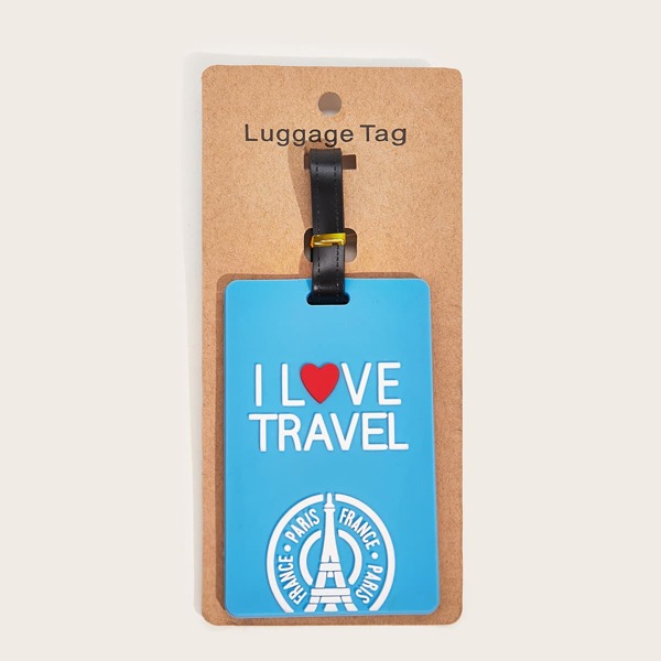 

Slogan Graphic Luggage Tag, Blue