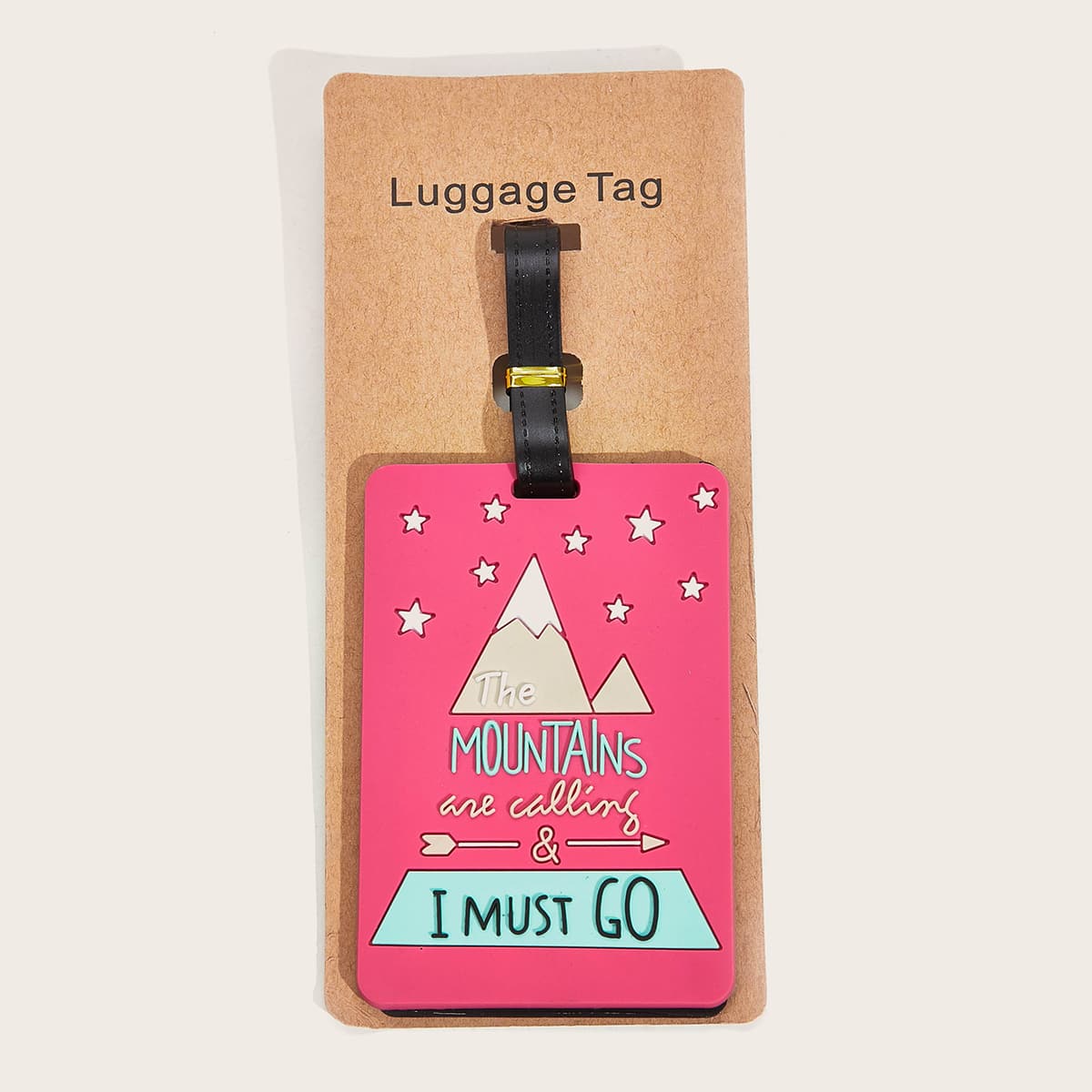 

Star & Letter Graphic Luggage Tag, Pink