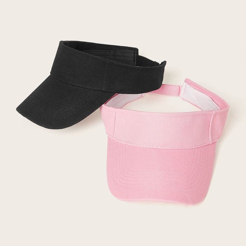 

2pcs Solid Visor Hat, Multicolor