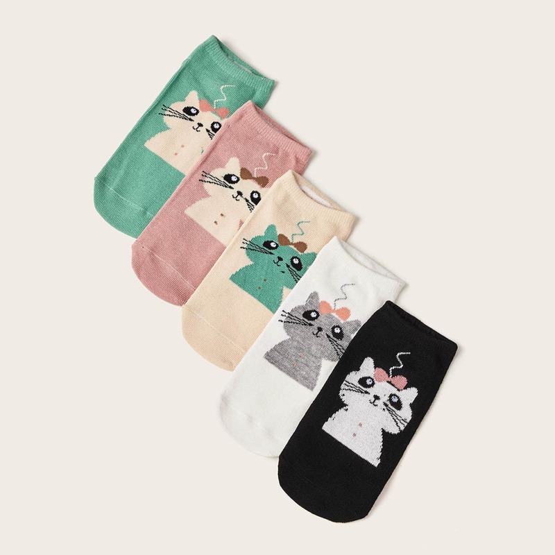 

5pais Cartoon Graphic Ankle Socks, Multicolor