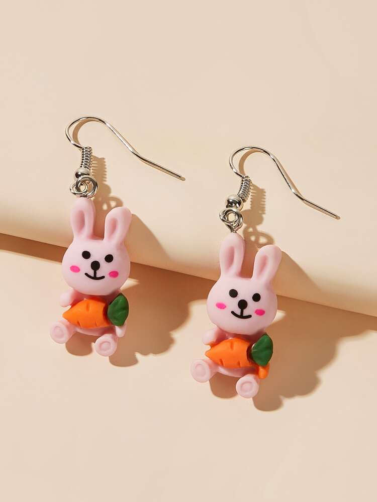 1pair Cartoon Rabbit Drop Earrings Romwe