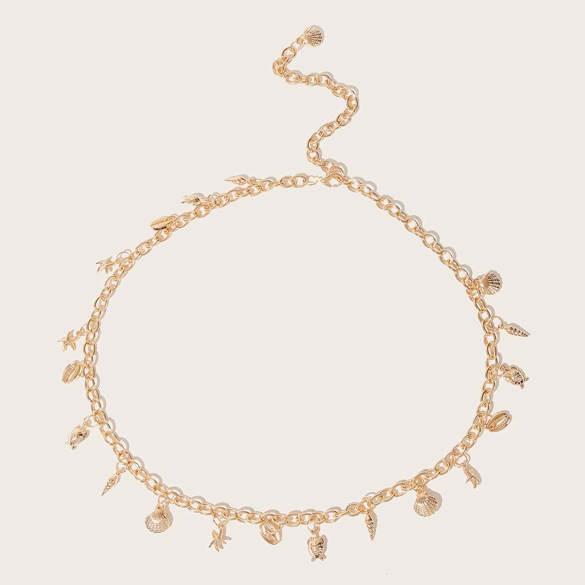 

Shell Charm Chain Belt, Gold