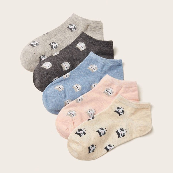

5pairs Cartoon Graphic Socks, Multicolor
