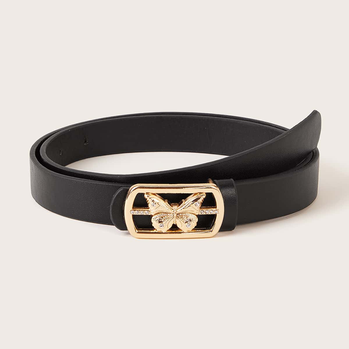 

Metallic Butterfly Buckle Belt, Black