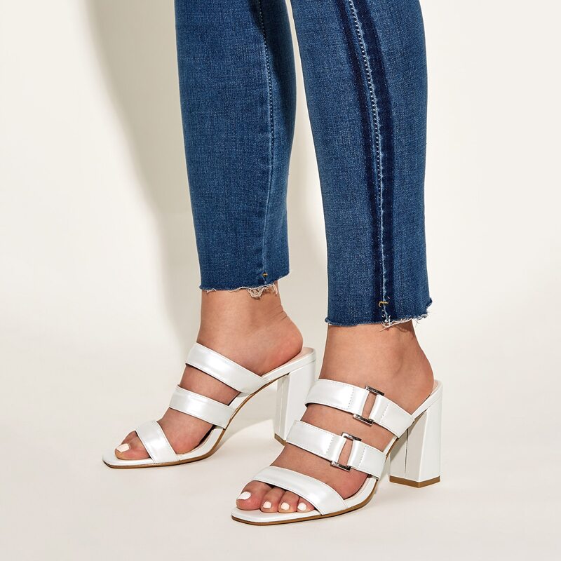 

Open Toe Chunky Heeled Mules, White