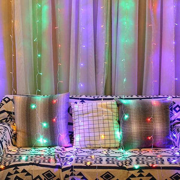 

300pcs Colorful Bulb Curtain String Light, Multicolor