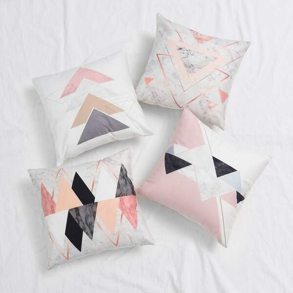 

1pc Triangle & Marble Pattern Cushion Cover Without Filler, Multicolor