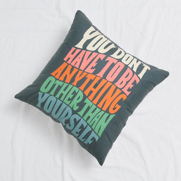 

Slogan Graphic Cushion Cover Without Filler, Multicolor