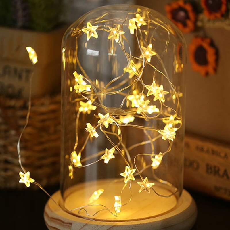 

50pcs Star Bulb Copper Wire String Light, Yellow