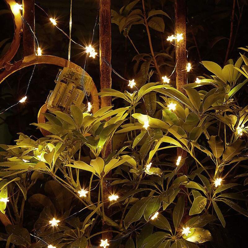 

30pcs Star Bulb Copper Wire String Light, Yellow