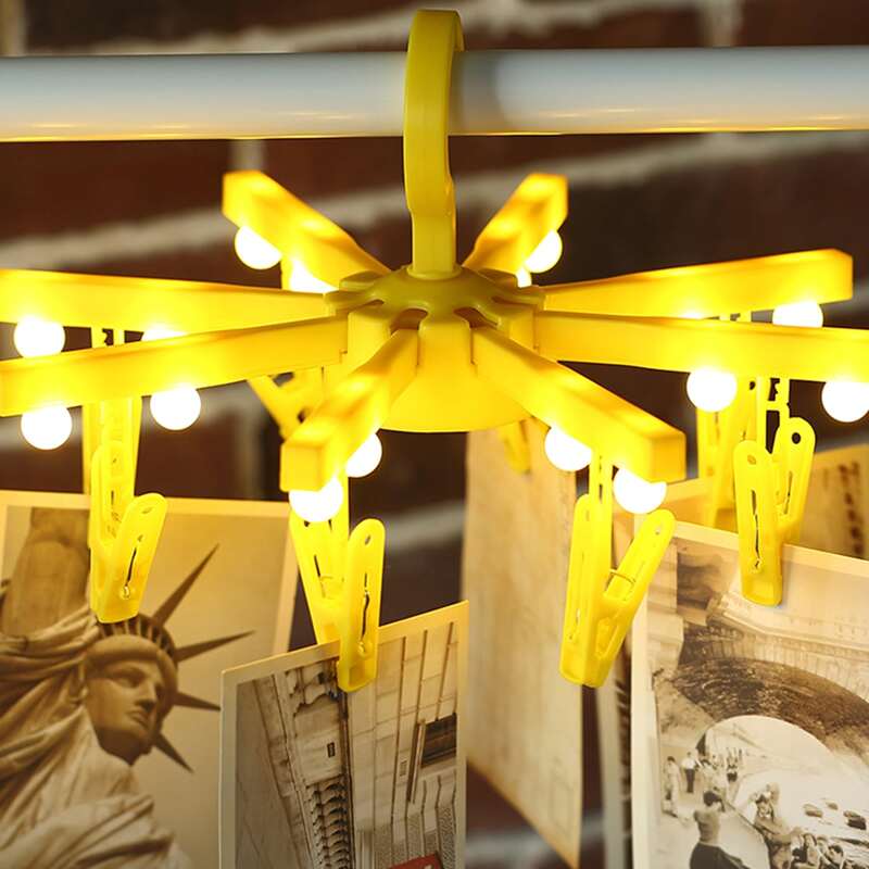 

16pcs Bulb Folding Hanger Design Clip Lamp, Yellow