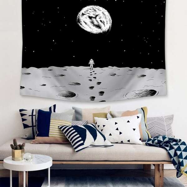 

Astronaut With Moon Pattern Tapestry