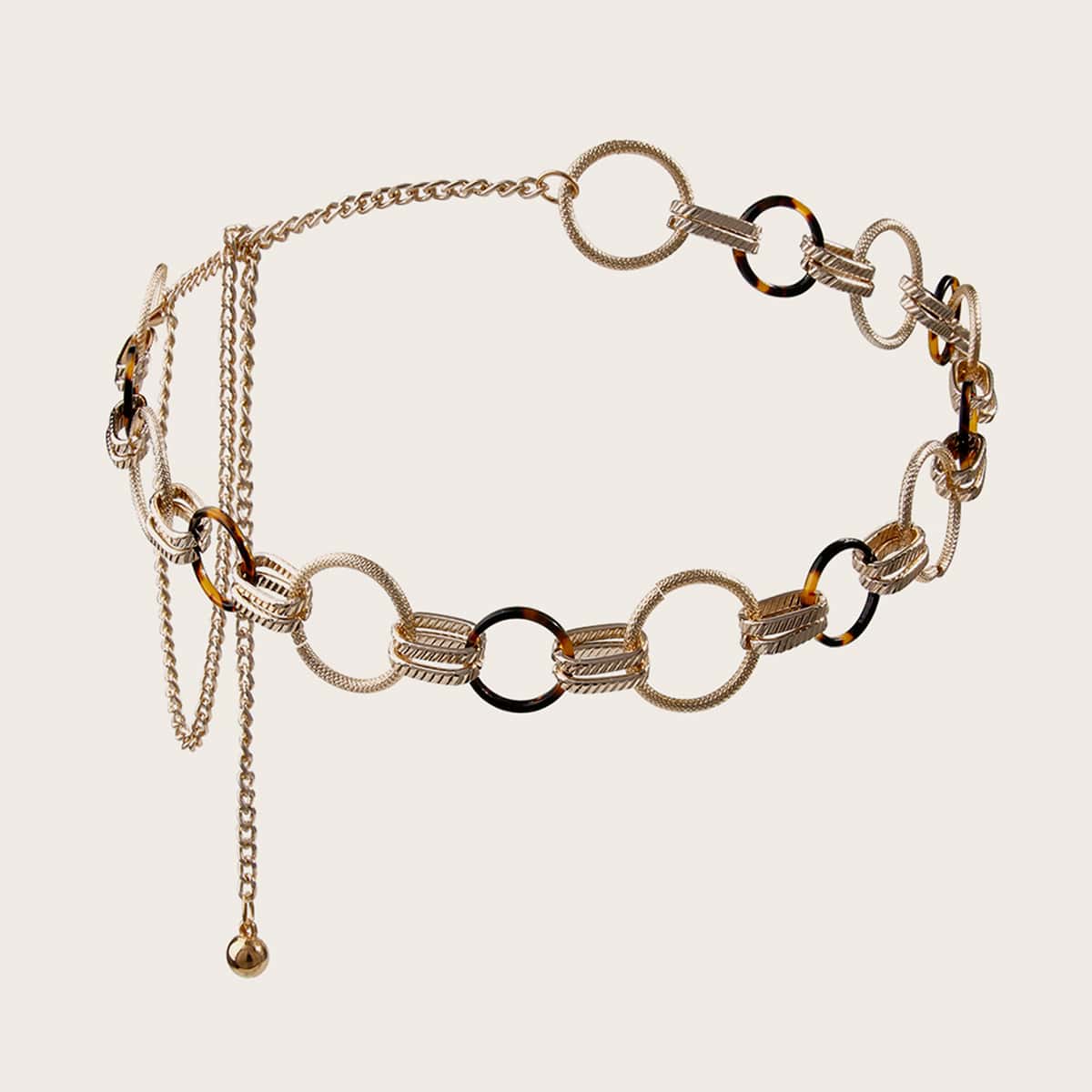 

Tortoiseshell Pattern Chain Belt, Gold