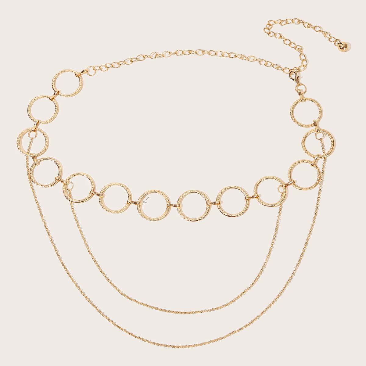 

Ring Decor Layered Waist Chain Belt, Gold