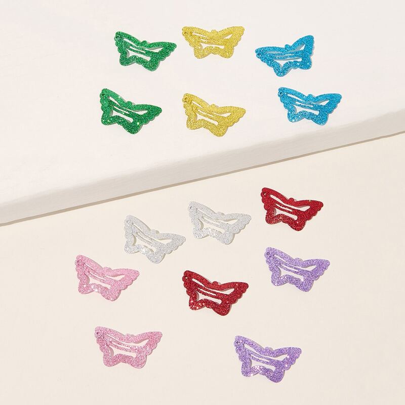 

14pcs Glitter Butterfly Decor Hair Clip, Multicolor