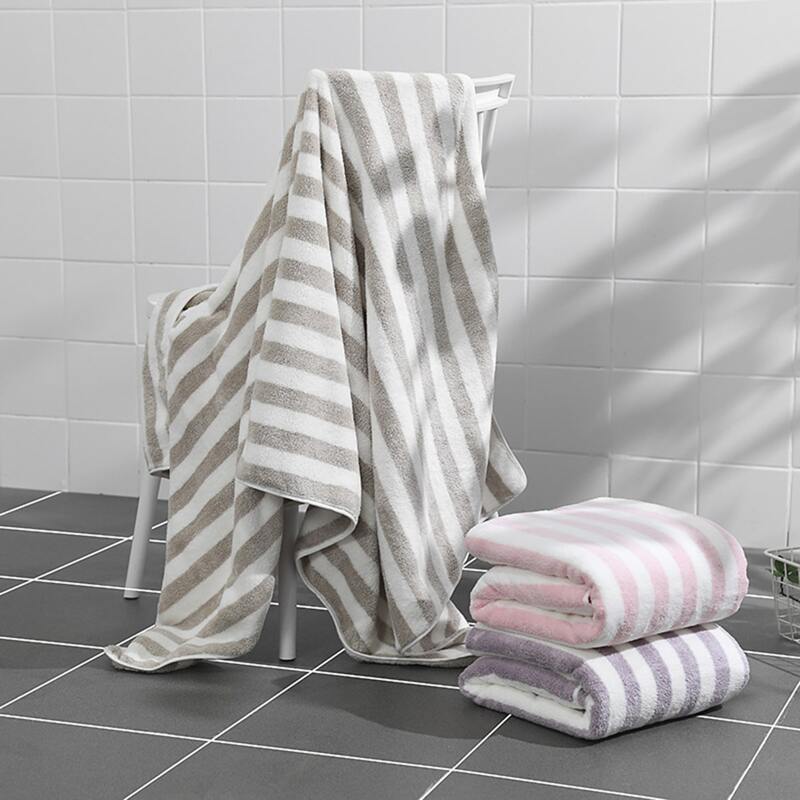 

1pc Striped Pattern Absorbent Bath Towel, Multicolor