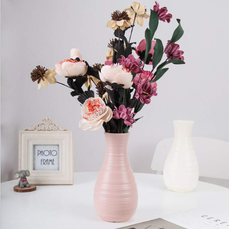 

1pc Solid Color Textured Plastic Flower Vase