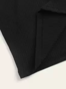 Calvaya Plus One Shoulder Rib-Knit Top - Black - View 4
