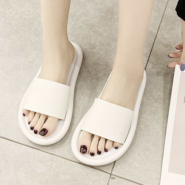 

Open Toe Wide Fit Sliders, White