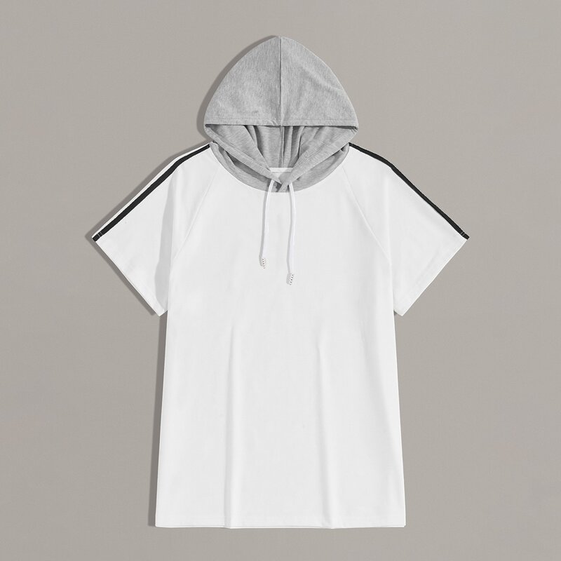 

Guys Side Stripe Drawstring Hooded Tee, White