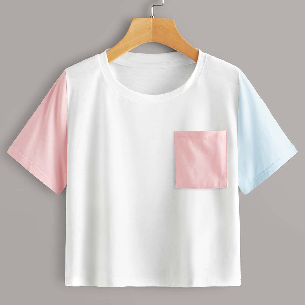 

Colorblock Patched Pocket Tee, Multicolor