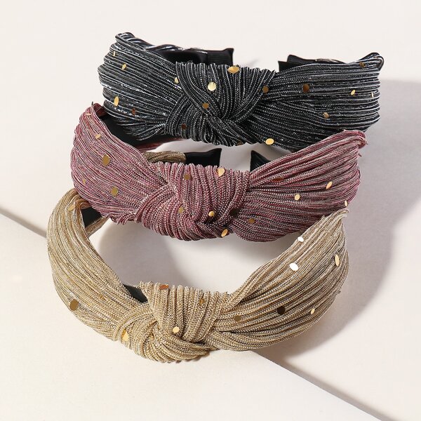 

3pcs Sequin Cross Knot Hair Hoops, Multicolor