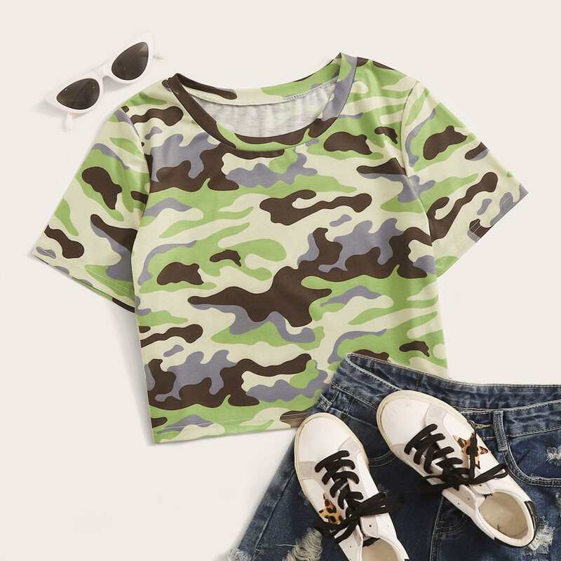 

Camo Crop Tee, Multicolor
