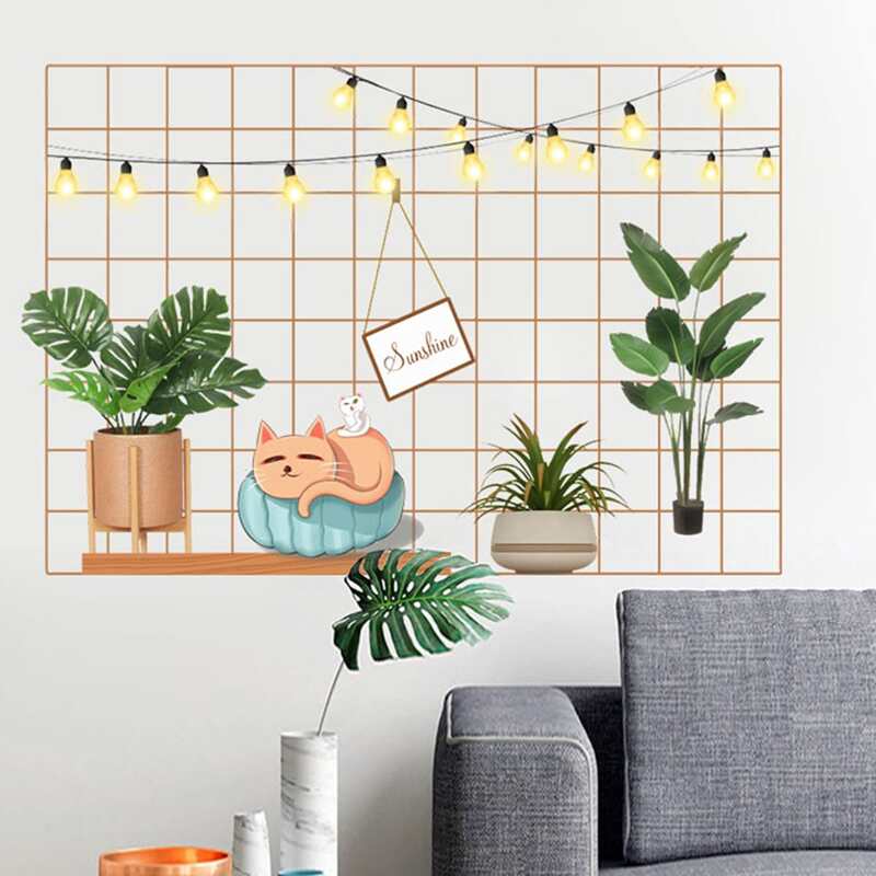 

Cat Print Plaid Pattern Wall Sticker
