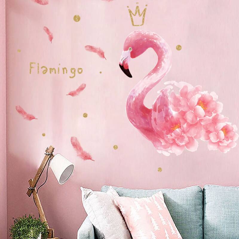 

Flamingo Print Wall Sticker, Coral pink
