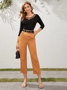 SHEIN Privé Camiseta de malla de lunares - Negro - Ver 3