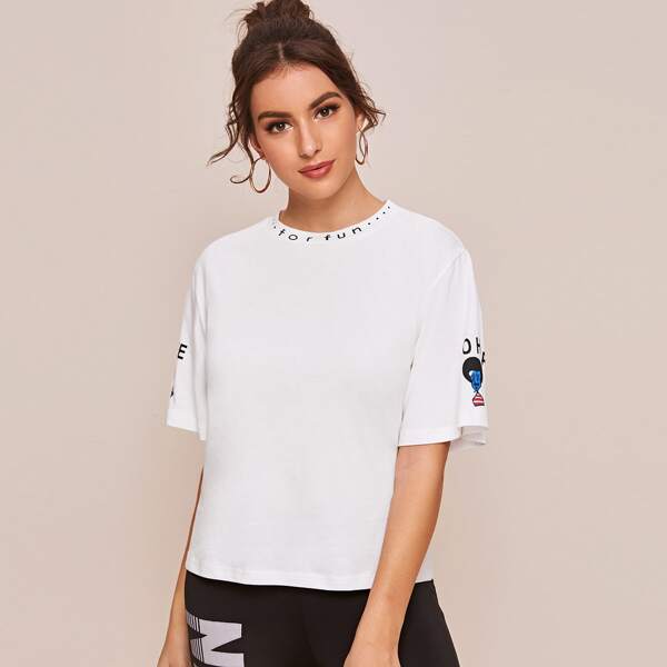 

Figure And Letter Graphic Tee, White