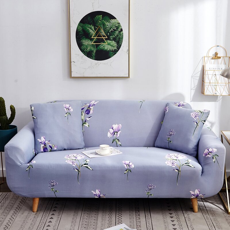 

1pc Flower Print Sofa Cover, Purple