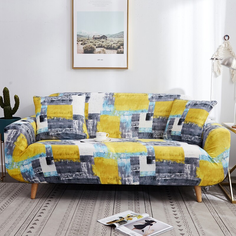 

1pc Color-block Stretch Sofa Cover, Multicolor